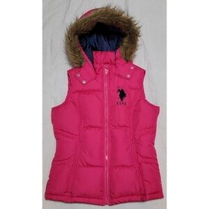U.s. Polo Assn. Pink Puffer Vest with Hood